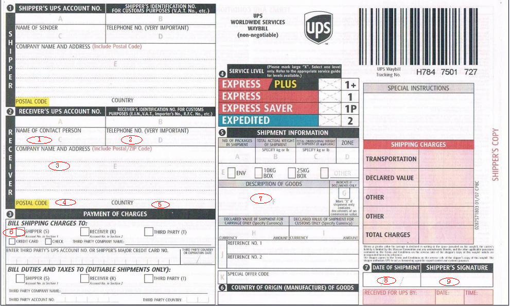 Ups Tracking Air Waybill